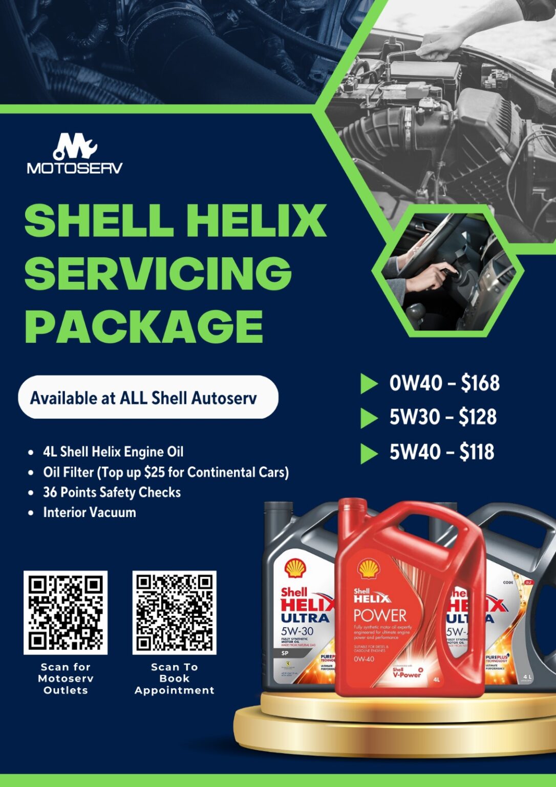 Motoserv - Shell Helix Servicing Package