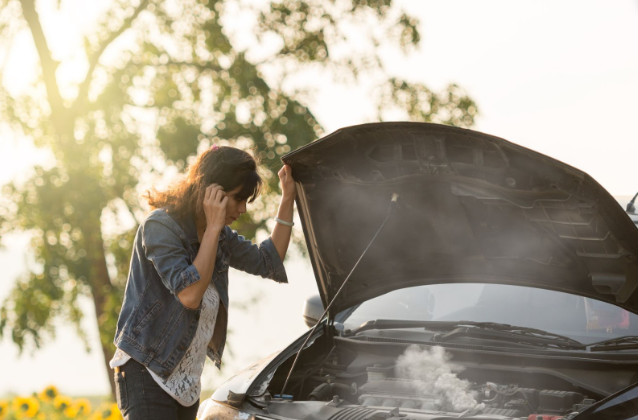 car overheated at the side of the road