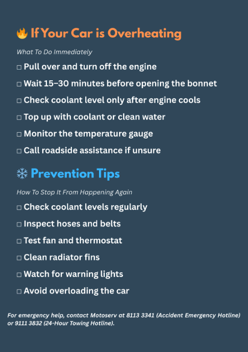 car overheating steps list