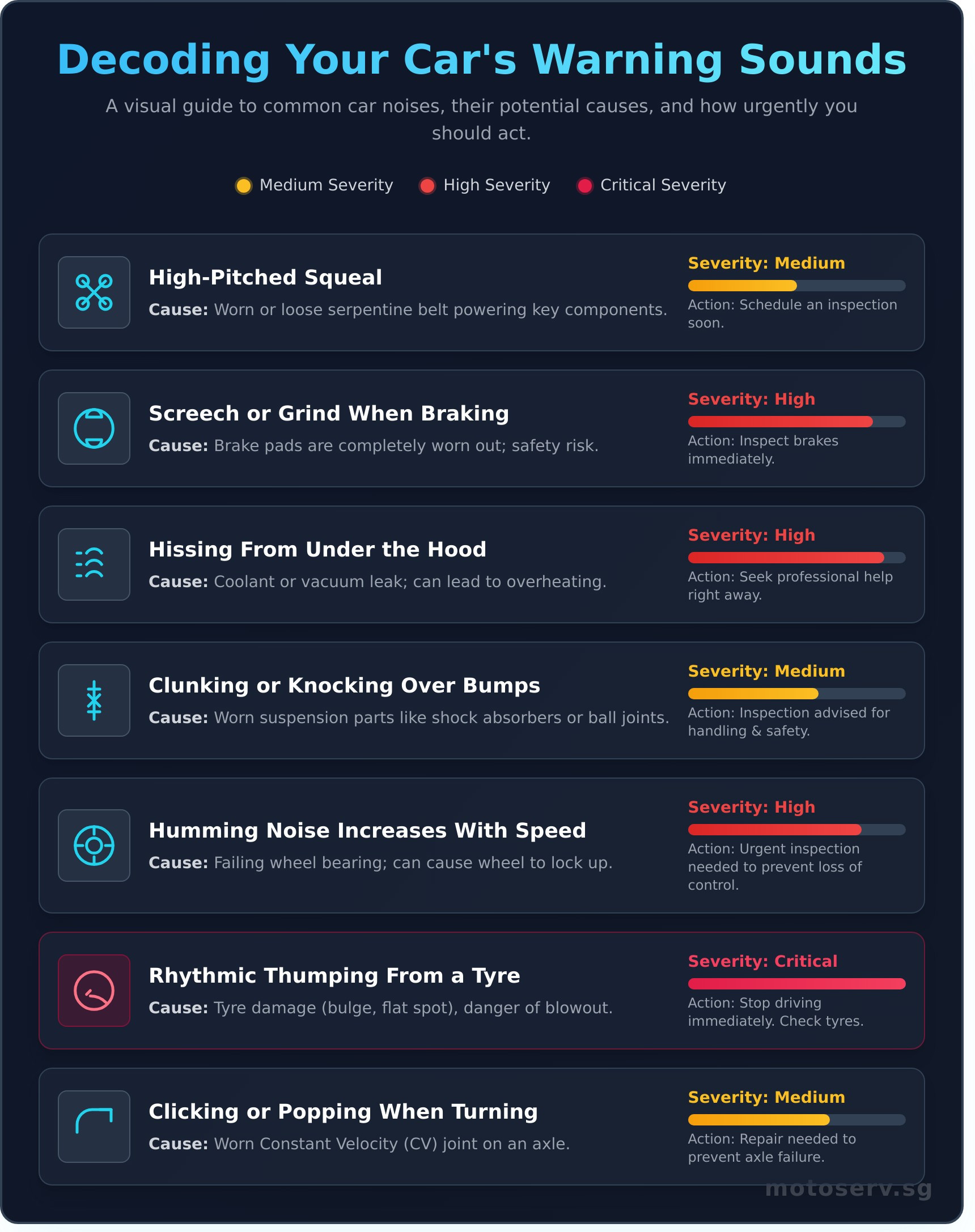 Car Making Noises? A Guide to 10 Common Sounds & What They Mean - Infographic